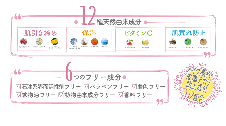 12種美肌成分 6つの無添加処方
